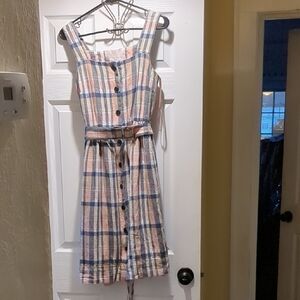 Gal Meets Glam Checkered Dress in Blue and Peach